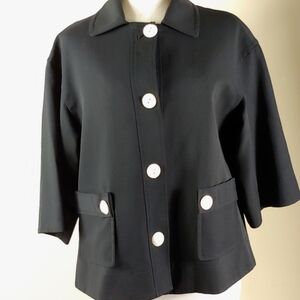 Worth Petite black 3/4 bell sleeve aline jacket sz M pockets
